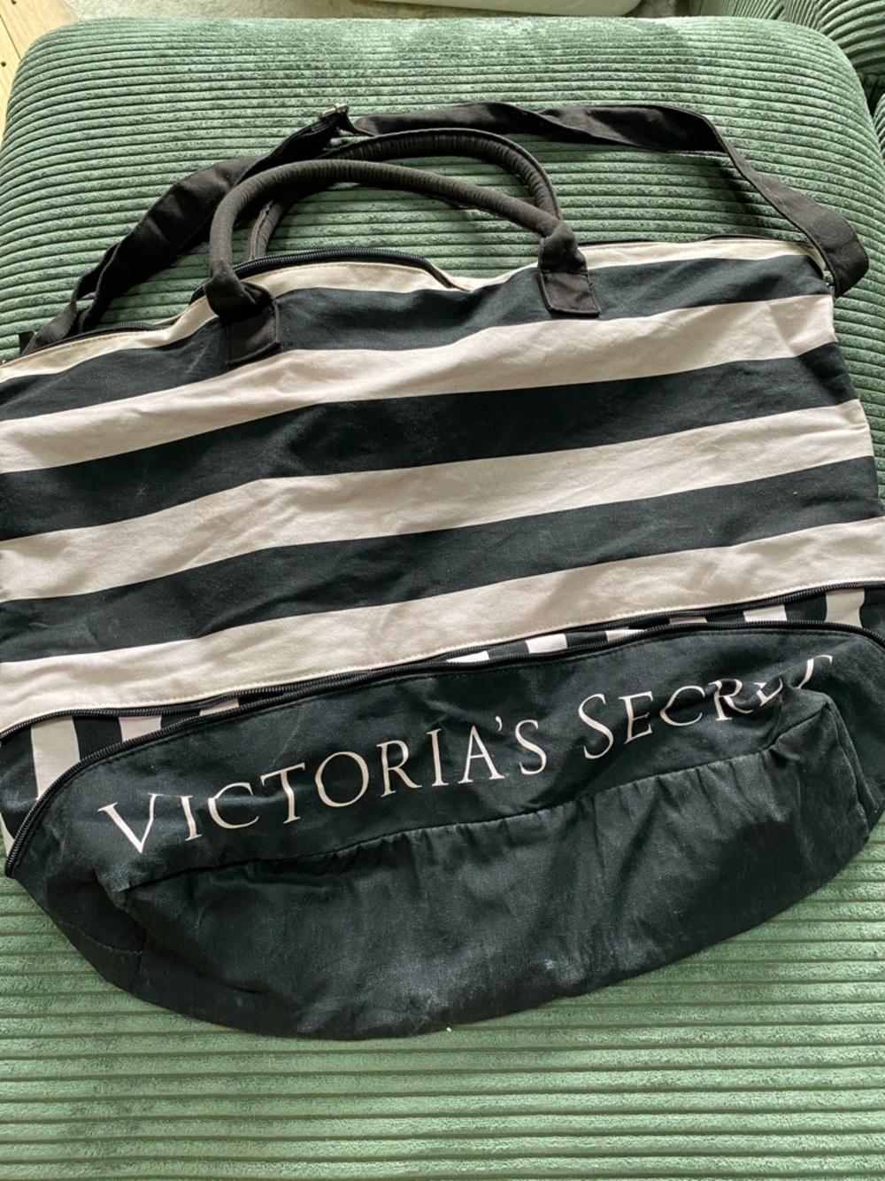 Victoria's Secret Black & White Striped Tote Bag